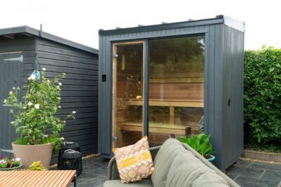 True North Sola outdoor sauna model installed in Bedfordshire residential garden